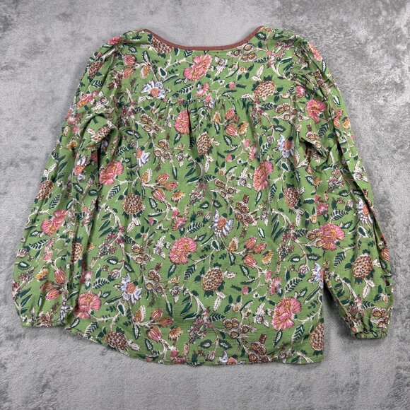 Xirena Emryn Jade Green Floral Blouse Boho Peasant Top Cottagecore Feminine XS - Picture 5 of 8